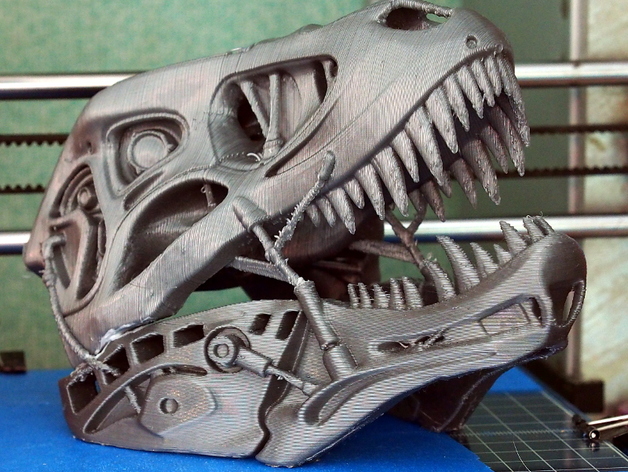 3D Printed T-Rex Skull Art.